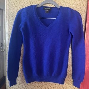 Ann Taylor cashmere Royal Blue V-Neck Sweater